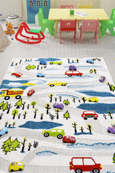 Anaokulu Kreş Oyun Halısı 3 Boyutlu Dokuma Krem Doğa Deseni