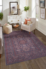 Antik 1113 Klasik Vintage Eskitme Salon Halısı Mor Retro Mutfak Halısı Tozumaz İnce Makine Halısı