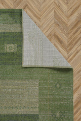 Antik 1114 Klasik Vintage Eskitme Salon Halısı Yeşil Retro Mutfak Halısı Tozumaz İnce Makine Halısı