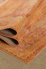 Antik 1115 Klasik Vintage Eskitme Salon Halısı Turuncu Retro Mutfak Halısı Tozumaz İnce Makine Halısı