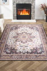 Konfor Antico 2356 Pamuk Tabanlı Yıkanabilir Otantik Vintage Klasik Eskitme Halı