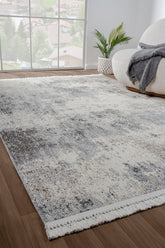 Konfor Bastia 1275 Krem Gri Yumuşak Örgü Modern Dokuma Bukle Halı