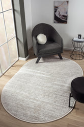 Konfor Jasmine 1452 Oval Krem Bej Modern Dokuma Saçaklı Halı Mutfak Salon Oturma Odası Halısı