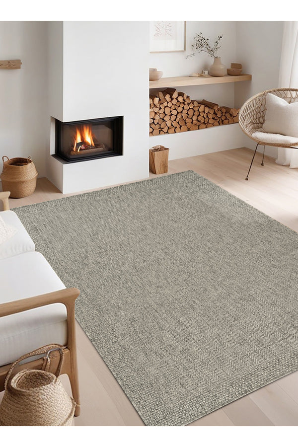 Rusticana 3109 Gri Naturel Jüt Halı Modern Örme Kilim Rusticana_3109