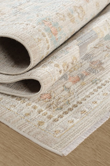 Rustik 2221 Klasik Vintage Eskitme Salon Bej Country Mutfak Halısı Tozumaz Yumuşak Makine Halısı