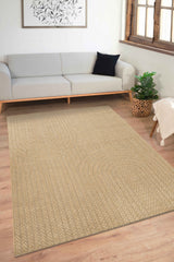 Sisaluna 4443 Bej Jüt Tabanlı Modern Dokuma Kilim Sisal Hasır Halı