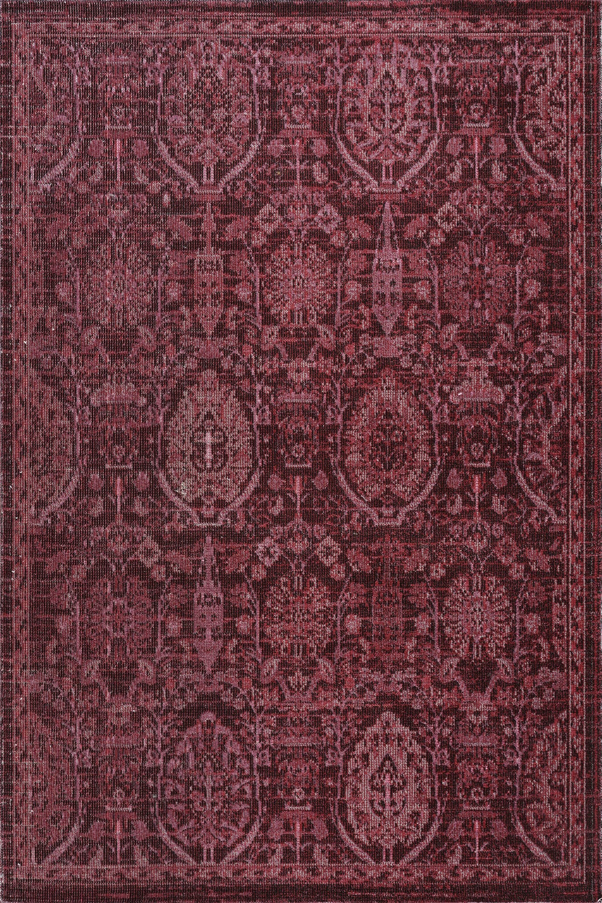 Antik 1116 Klasik Vintage Eskitme Salon Halısı Bordo Retro Mutfak Halısı Tozumaz İnce Makine Halısı