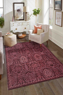 Antik 1116 Klasik Vintage Eskitme Salon Halısı Bordo Retro Mutfak Halısı Tozumaz İnce Makine Halısı