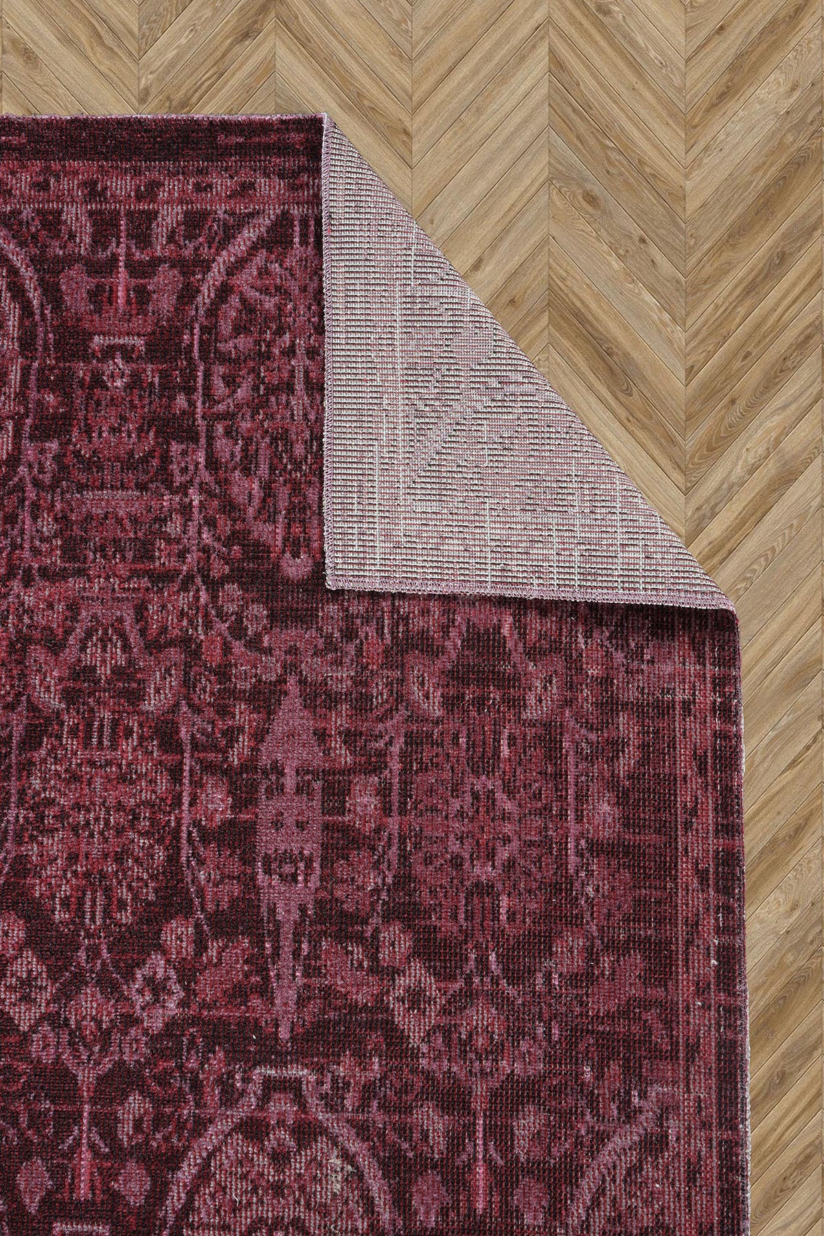 Antik 1116 Klasik Vintage Eskitme Salon Halısı Bordo Retro Mutfak Halısı Tozumaz İnce Makine Halısı