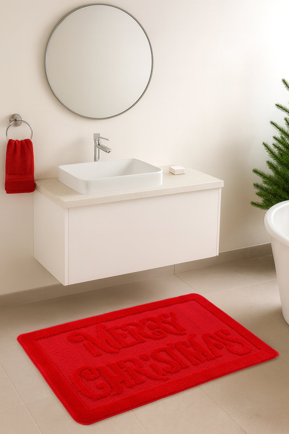 Doğal Kaymaz Taban Banyo Paspas Uzun Ömürlü Yumuşak Dokulu Su Emici Yıkanabilir Merry 60x100