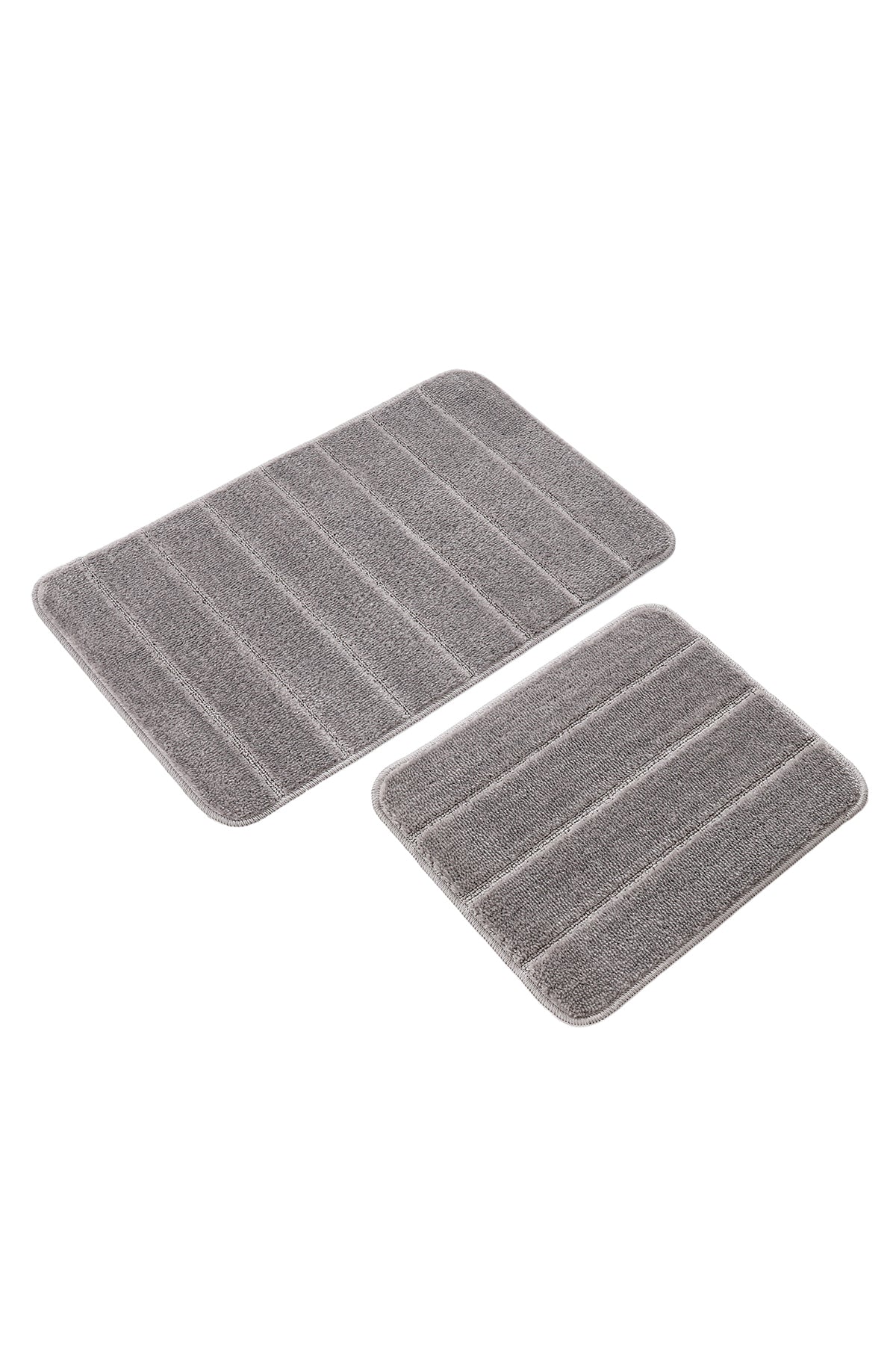 Doğal Kaymaz Taban Banyo Paspas Set Yumuşak Dokulu Su Emici Yıkanabilir Yeni Çizgili Set 50x80-50x40