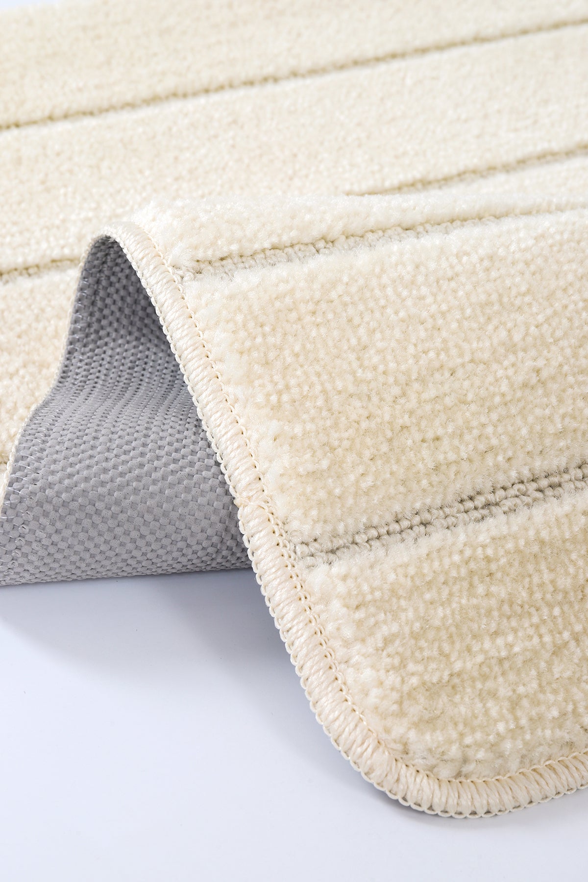 Doğal Kaymaz Taban Banyo Paspas Set Yumuşak Dokulu Su Emici Yıkanabilir Yeni Çizgili Set 50x80-50x40