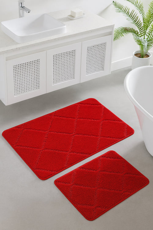 Doğal Kaymaz Taban Banyo Paspas Seti Uzun Ömürlü Yumuşak Dokulu Su Emici Yıkanabilir Çizgili Set 50x80-50x40