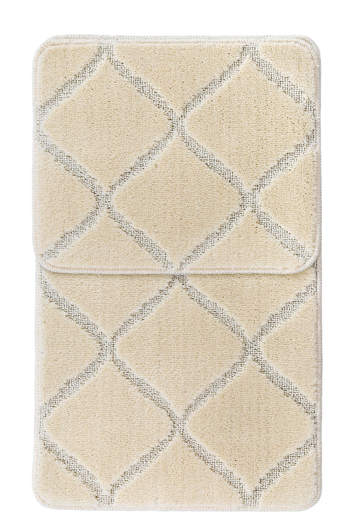 Doğal Kaymaz Taban Banyo Paspas Seti Uzun Ömürlü Yumuşak Dokulu Su Emici Yıkanabilir Çizgili Set 50x80-50x40