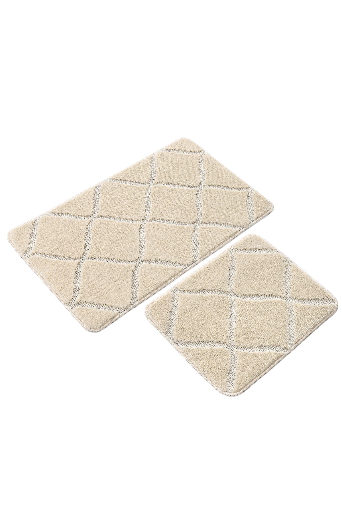 Doğal Kaymaz Taban Banyo Paspas Seti Uzun Ömürlü Yumuşak Dokulu Su Emici Yıkanabilir Çizgili Set 50x80-50x40