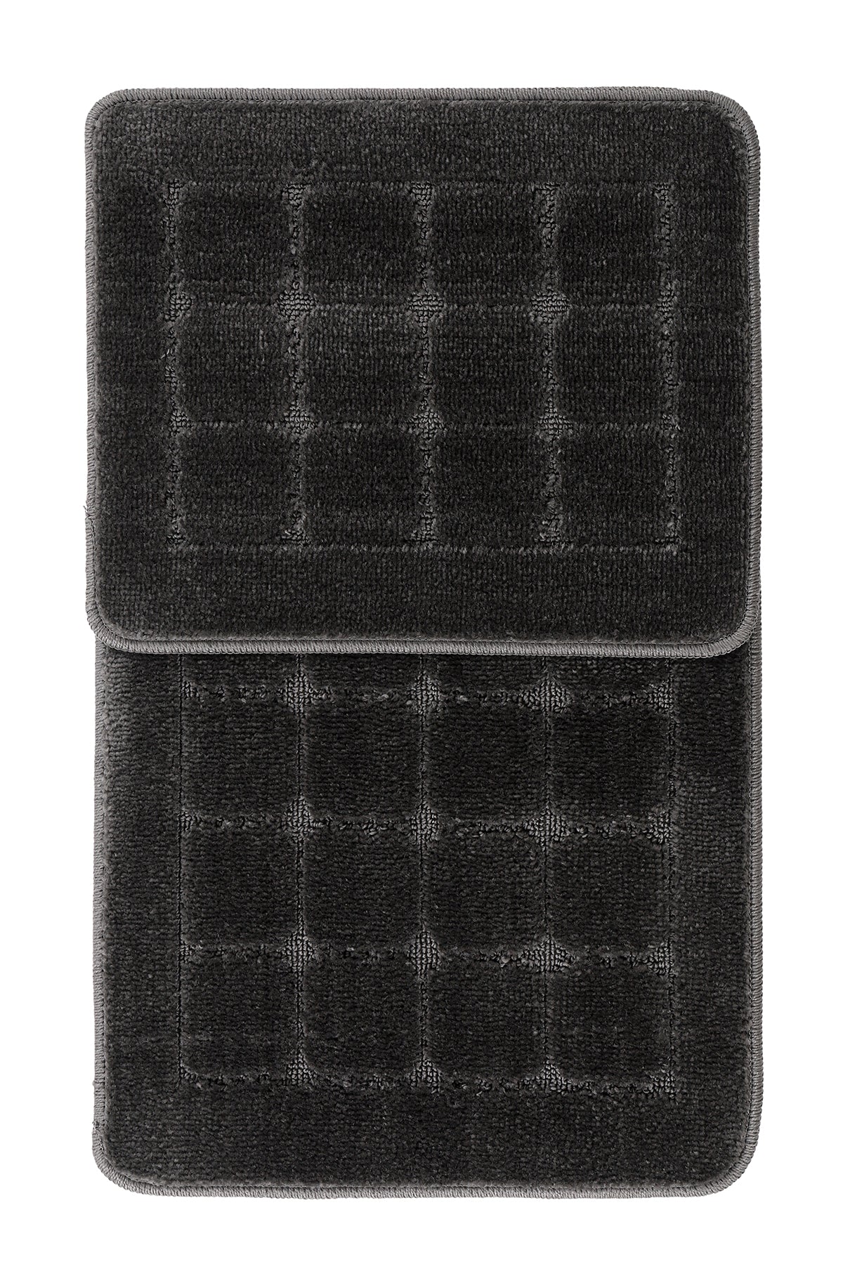 Doğal Kaymaz Taban Banyo Paspas Seti Uzun Ömürlü Yumuşak Dokulu Su Emici Yıkanabilir Kareli Set 50x80-50x40