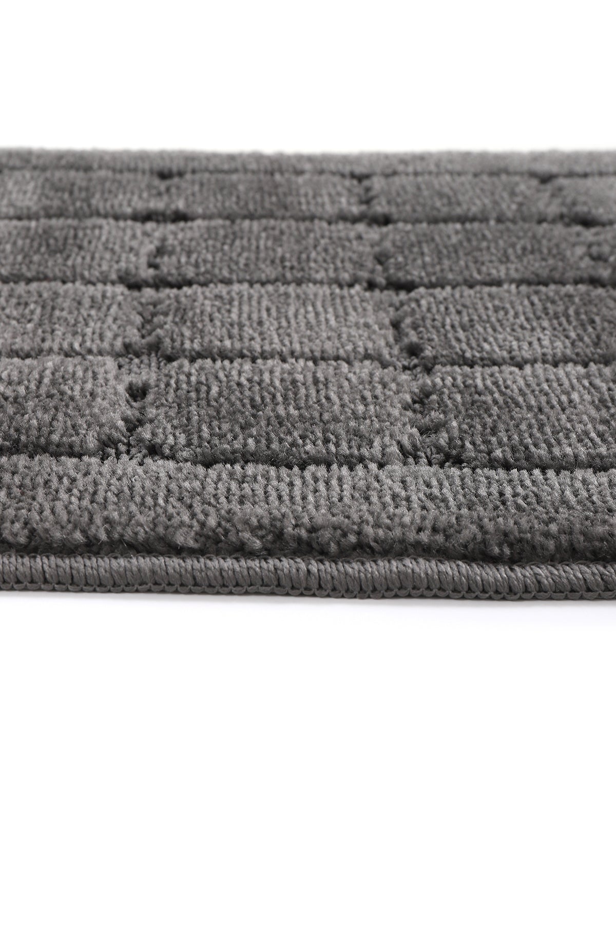 Doğal Kaymaz Taban Banyo Paspas Seti Uzun Ömürlü Yumuşak Dokulu Su Emici Yıkanabilir Kareli Set 50x80-50x40