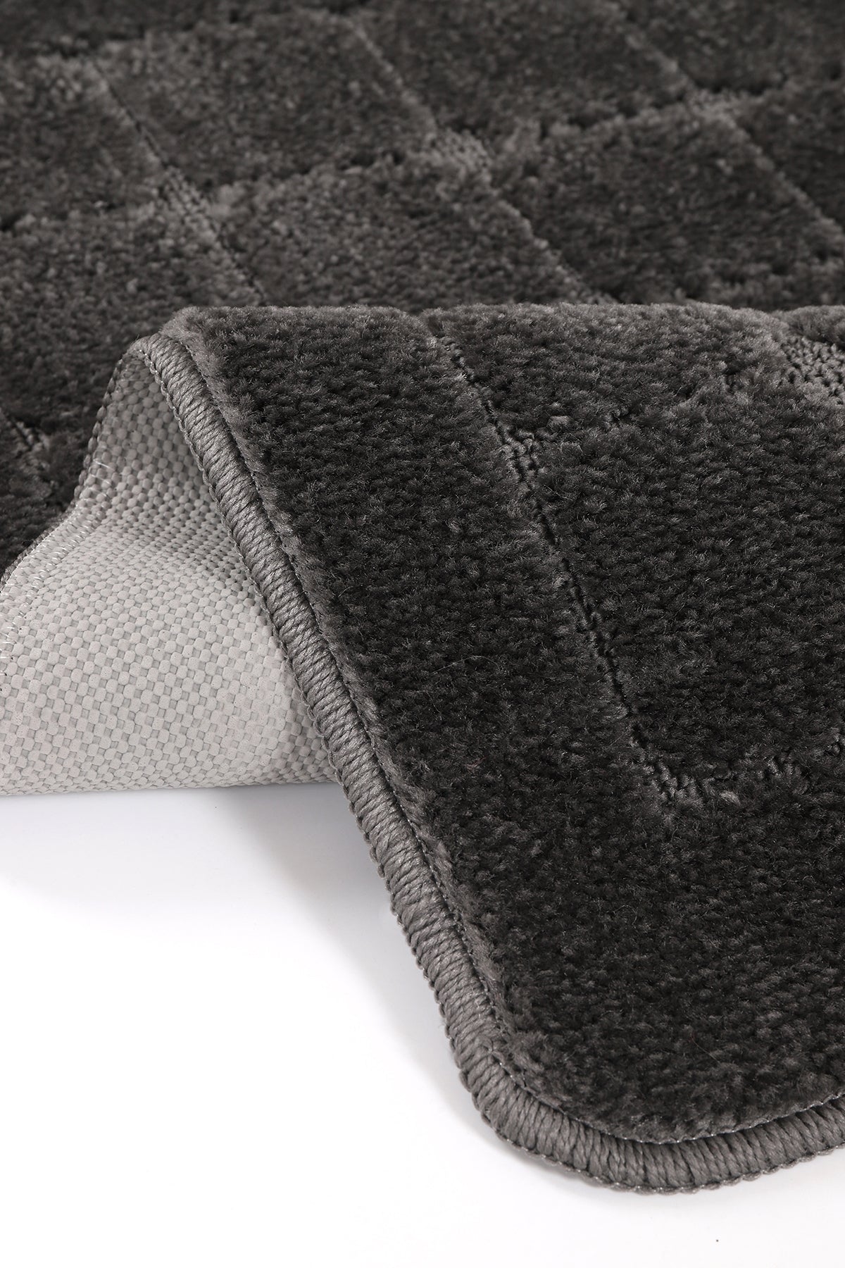 Doğal Kaymaz Taban Banyo Paspas Seti Uzun Ömürlü Yumuşak Dokulu Su Emici Yıkanabilir Kareli Set 50x80-50x40
