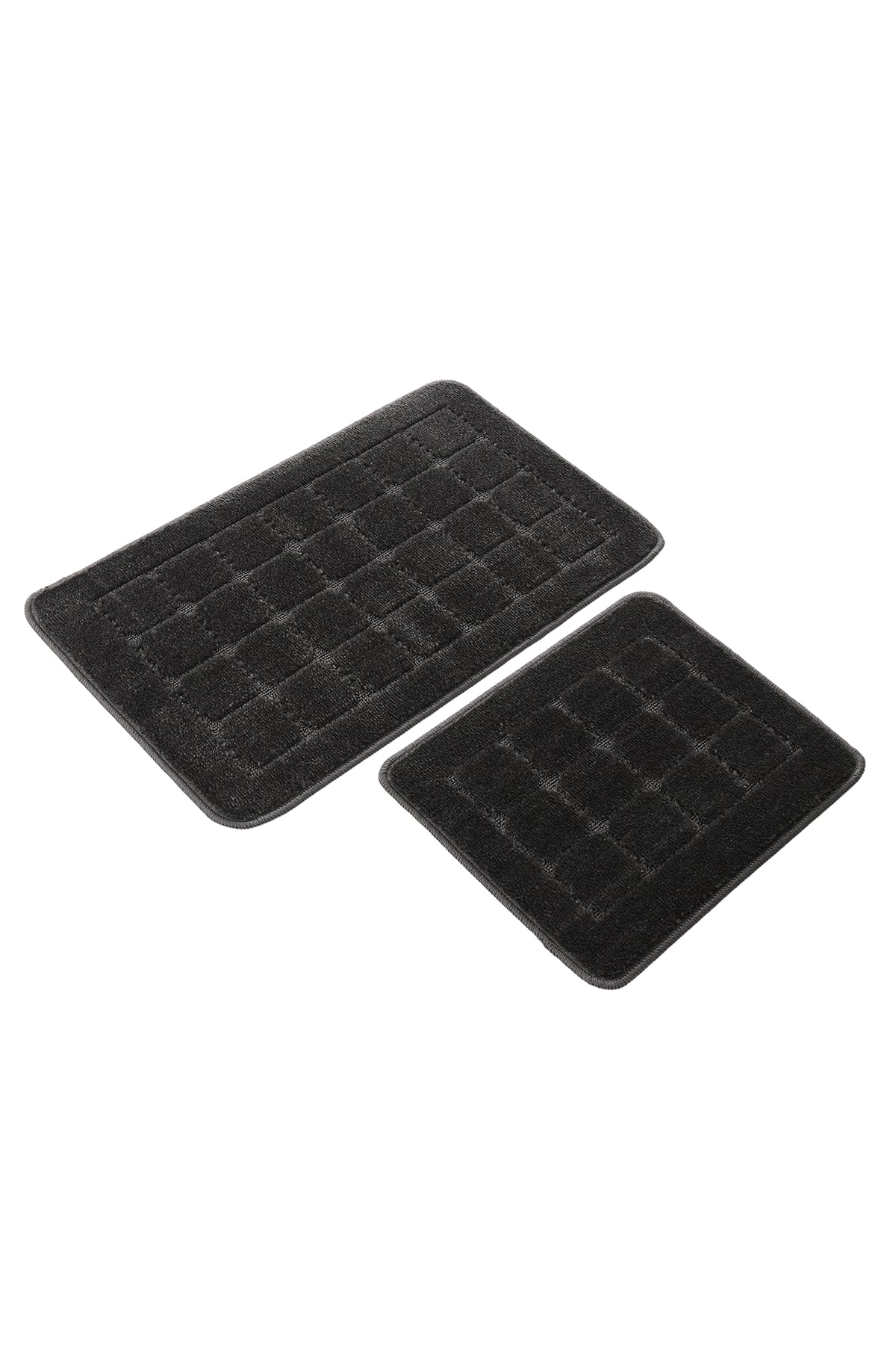 Doğal Kaymaz Taban Banyo Paspas Seti Uzun Ömürlü Yumuşak Dokulu Su Emici Yıkanabilir Kareli Set 50x80-50x40