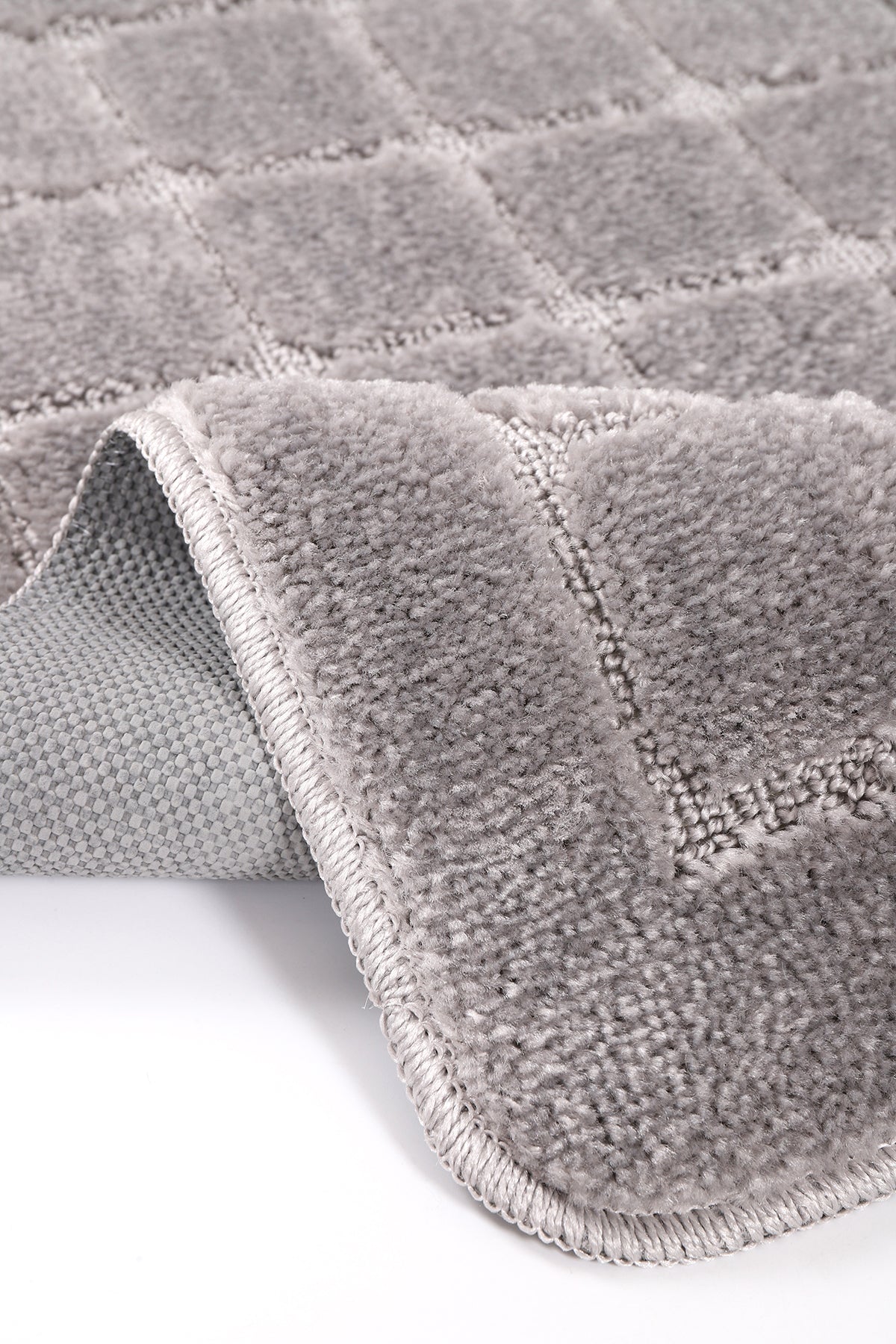 Doğal Kaymaz Taban Banyo Paspas Seti Uzun Ömürlü Yumuşak Dokulu Su Emici Yıkanabilir Kareli Set 50x80-50x40