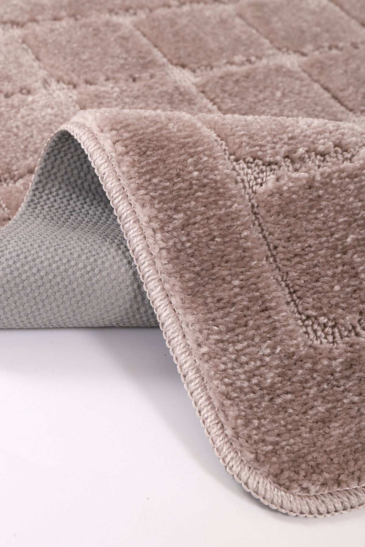 Doğal Kaymaz Taban Banyo Paspas Seti Uzun Ömürlü Yumuşak Dokulu Su Emici Yıkanabilir Kareli Set 50x80-50x40