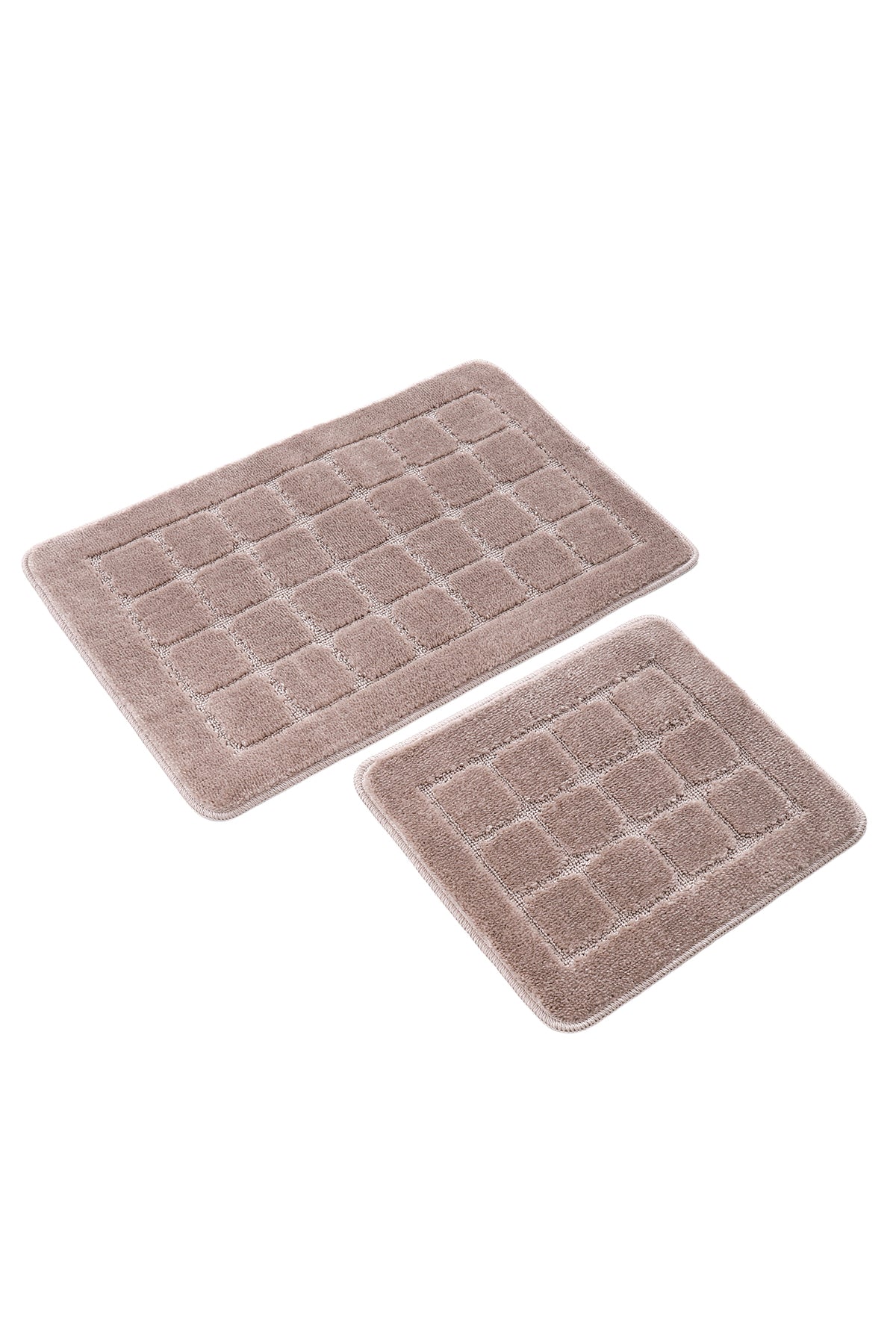 Doğal Kaymaz Taban Banyo Paspas Seti Uzun Ömürlü Yumuşak Dokulu Su Emici Yıkanabilir Kareli Set 50x80-50x40