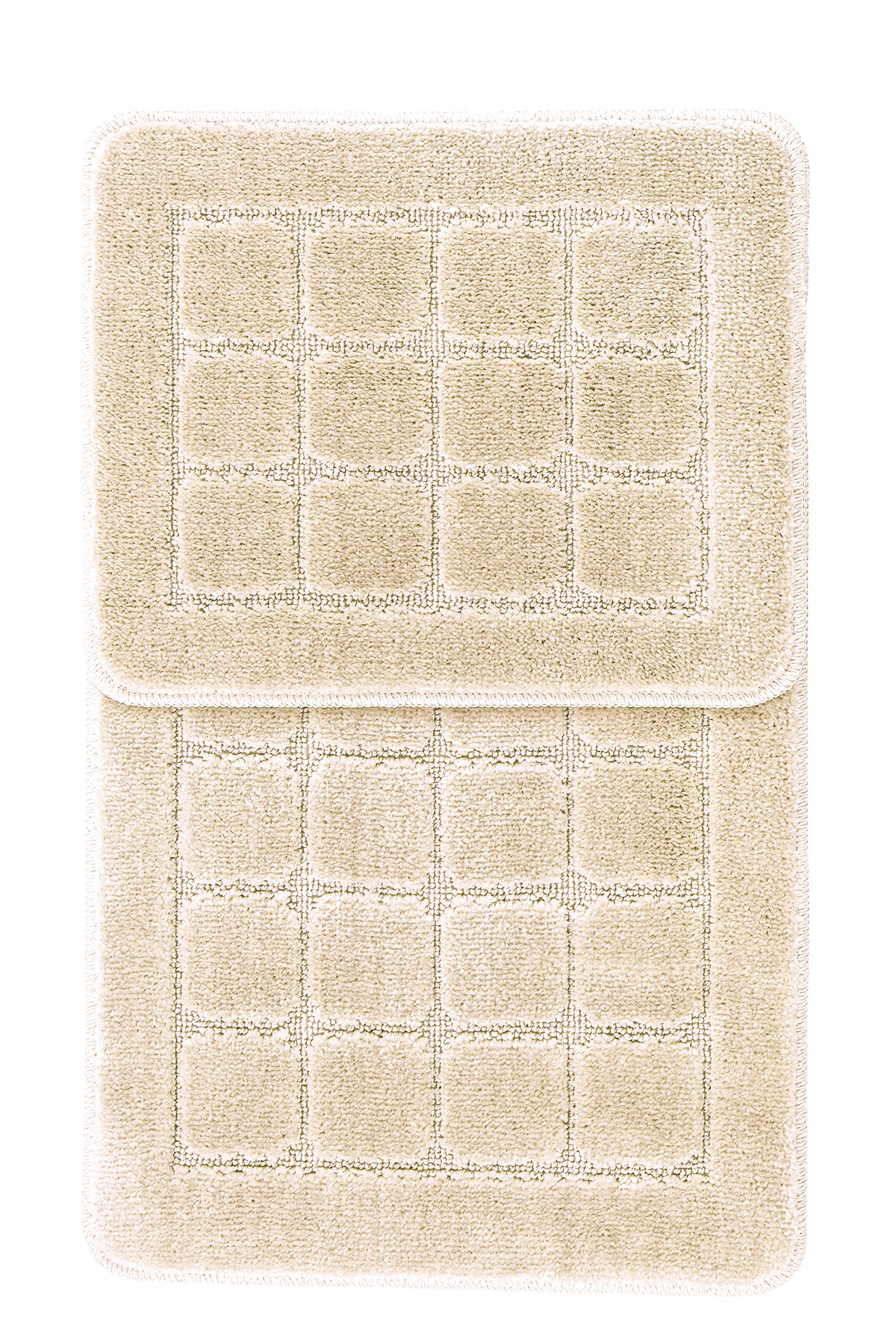 Doğal Kaymaz Taban Banyo Paspas Seti Uzun Ömürlü Yumuşak Dokulu Su Emici Yıkanabilir Kareli Set 50x80-50x40