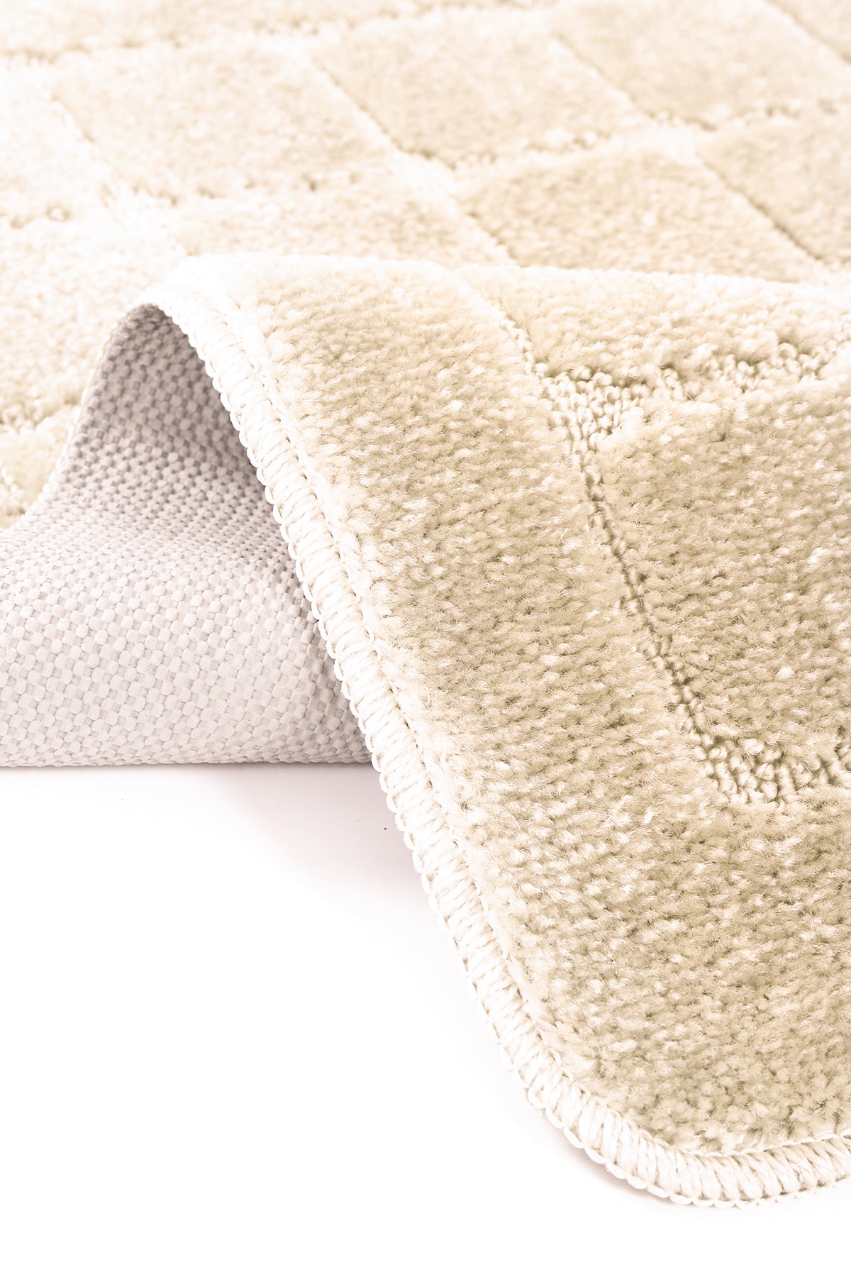 Doğal Kaymaz Taban Banyo Paspas Seti Uzun Ömürlü Yumuşak Dokulu Su Emici Yıkanabilir Kareli Set 50x80-50x40