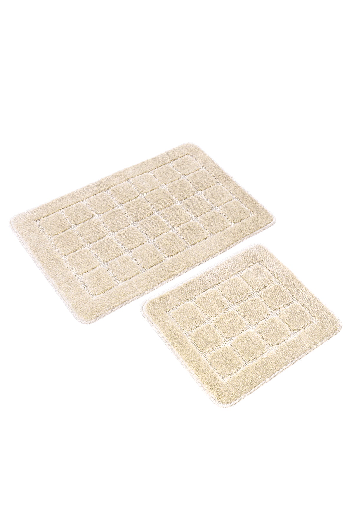 Doğal Kaymaz Taban Banyo Paspas Seti Uzun Ömürlü Yumuşak Dokulu Su Emici Yıkanabilir Kareli Set 50x80-50x40