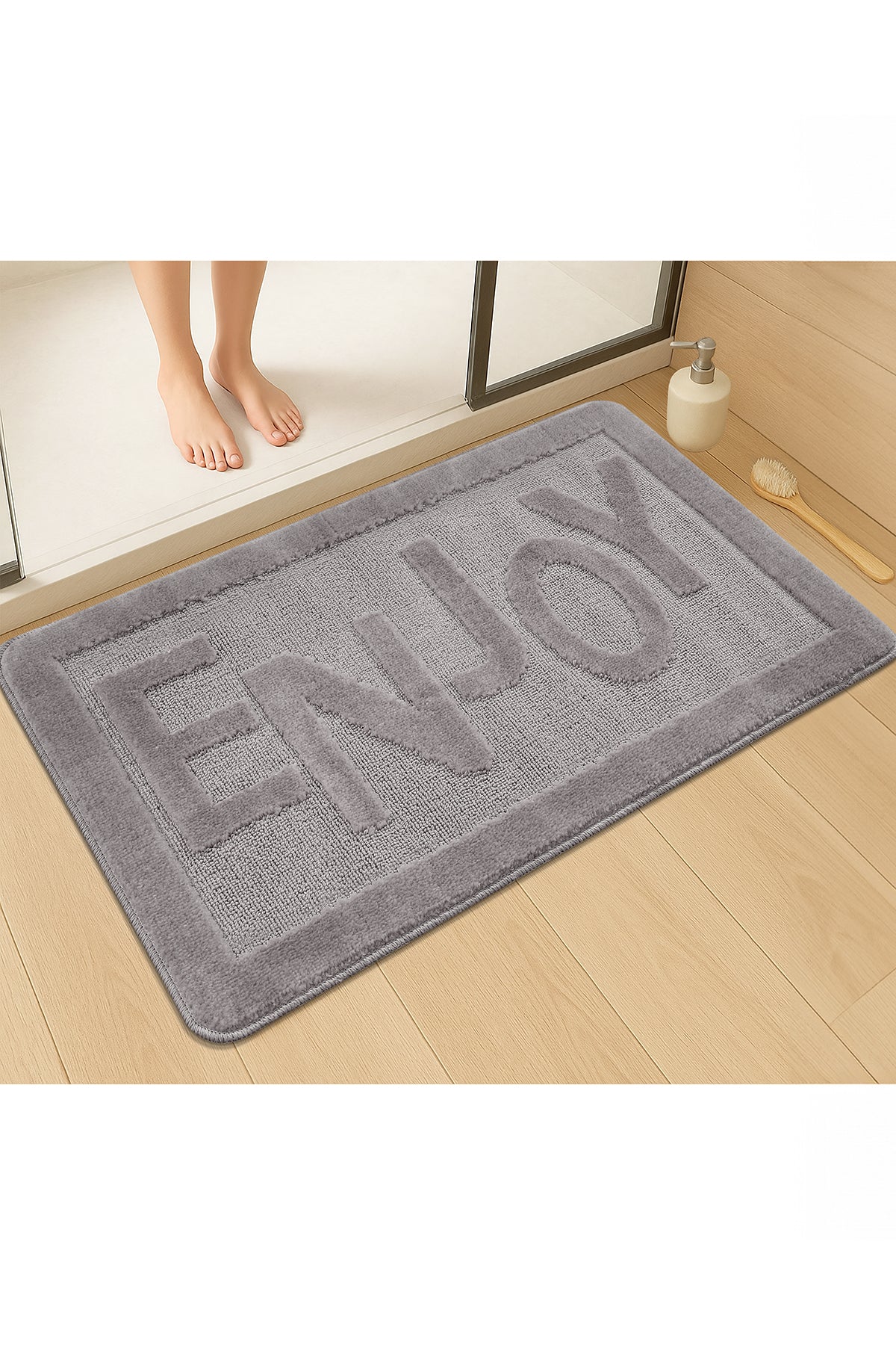 Doğal Kaymaz Taban Banyo Paspas Uzun Ömürlü Yumuşak Dokulu Su Emici Yıkanabilir Enjoy 60x100