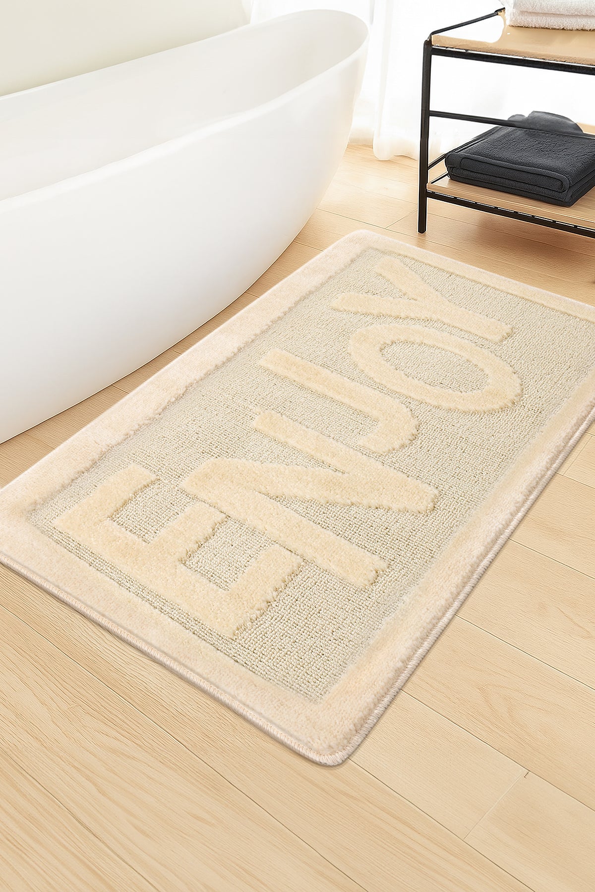 Doğal Kaymaz Taban Banyo Paspas Uzun Ömürlü Yumuşak Dokulu Su Emici Yıkanabilir Enjoy 60x100