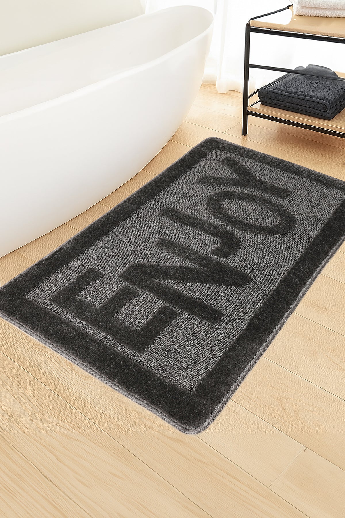 Doğal Kaymaz Taban Banyo Paspas Uzun Ömürlü Yumuşak Dokulu Su Emici Yıkanabilir Enjoy 60x100
