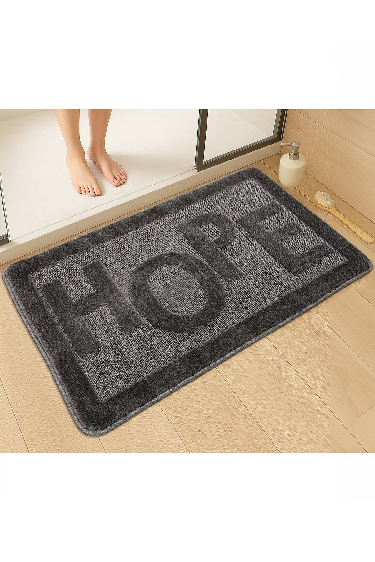 Doğal Kaymaz Taban Banyo Paspas Uzun Ömürlü Yumuşak Dokulu Su Emici Yıkanabilir Hope 60x100
