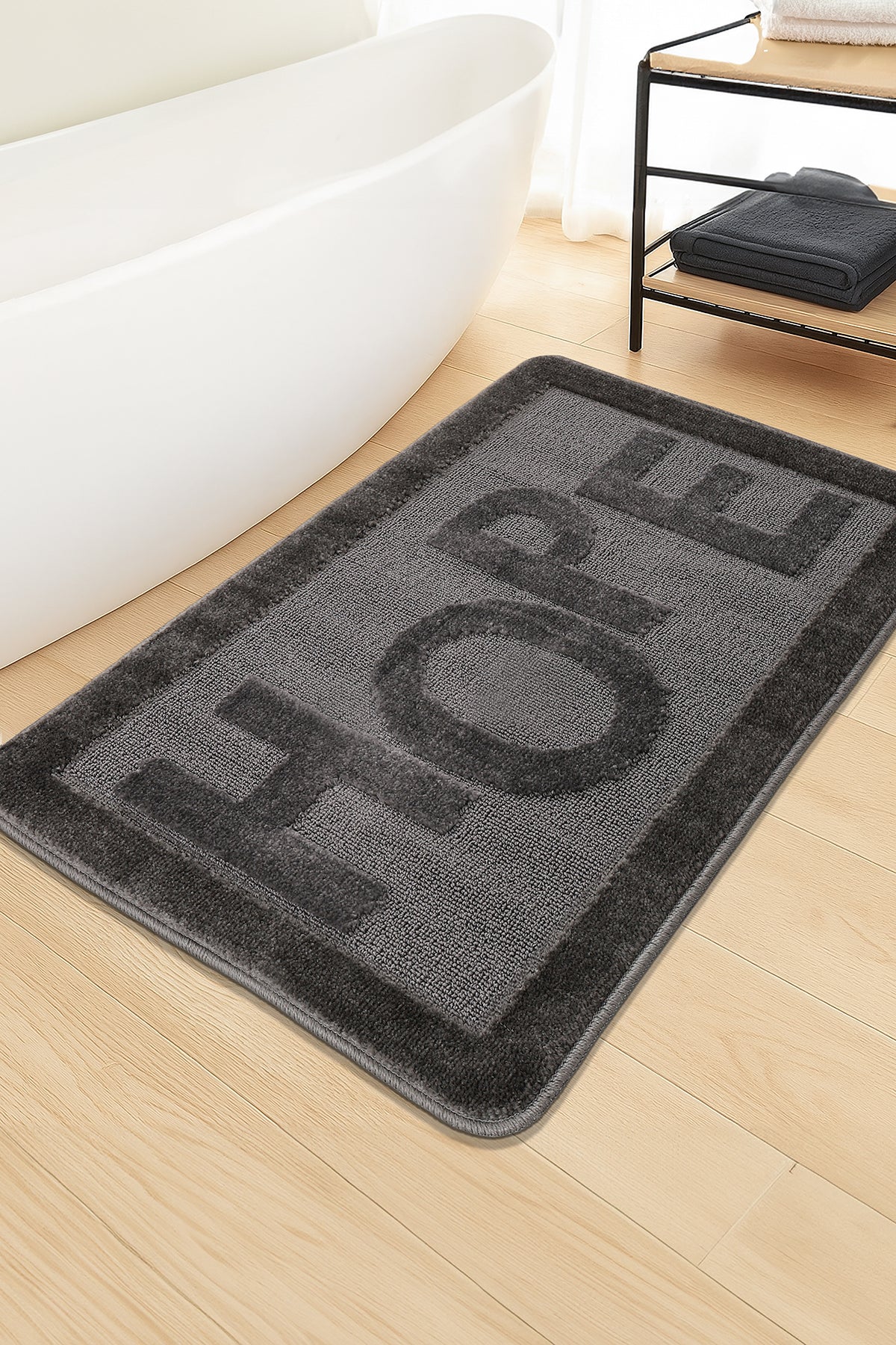 Doğal Kaymaz Taban Banyo Paspas Uzun Ömürlü Yumuşak Dokulu Su Emici Yıkanabilir Hope 60x100