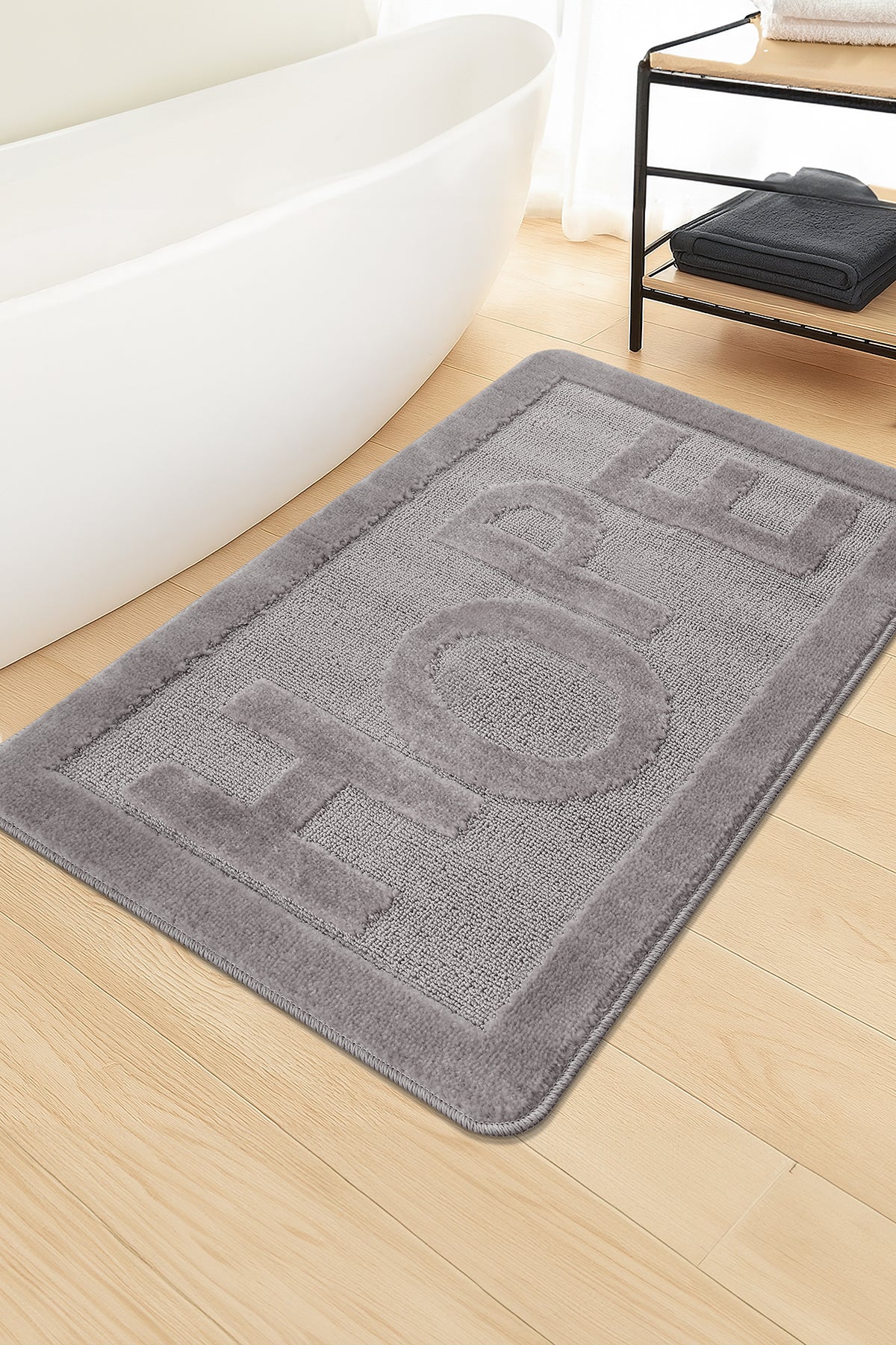 Doğal Kaymaz Taban Banyo Paspas Uzun Ömürlü Yumuşak Dokulu Su Emici Yıkanabilir Hope 60x100
