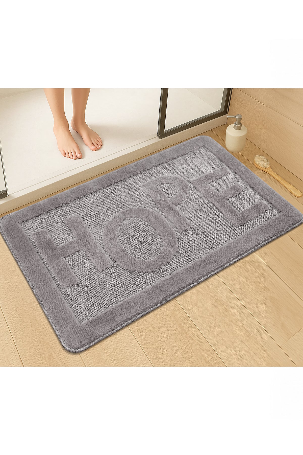 Doğal Kaymaz Taban Banyo Paspas Uzun Ömürlü Yumuşak Dokulu Su Emici Yıkanabilir Hope 60x100