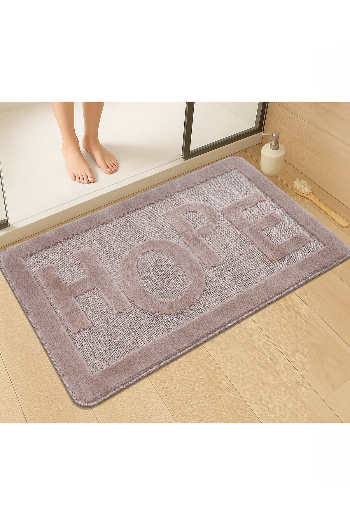 Doğal Kaymaz Taban Banyo Paspas Uzun Ömürlü Yumuşak Dokulu Su Emici Yıkanabilir Hope 60x100