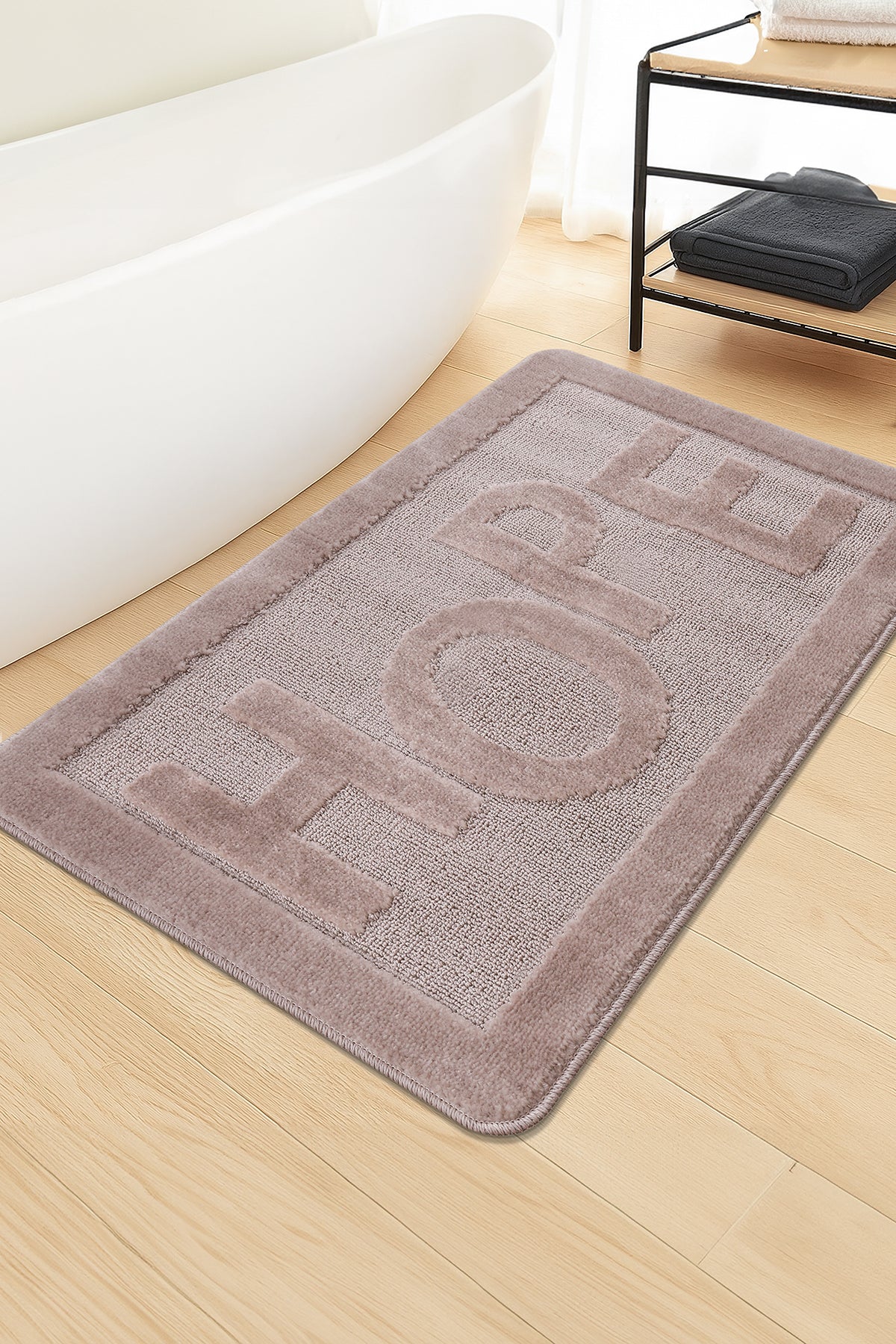 Doğal Kaymaz Taban Banyo Paspas Uzun Ömürlü Yumuşak Dokulu Su Emici Yıkanabilir Hope 60x100