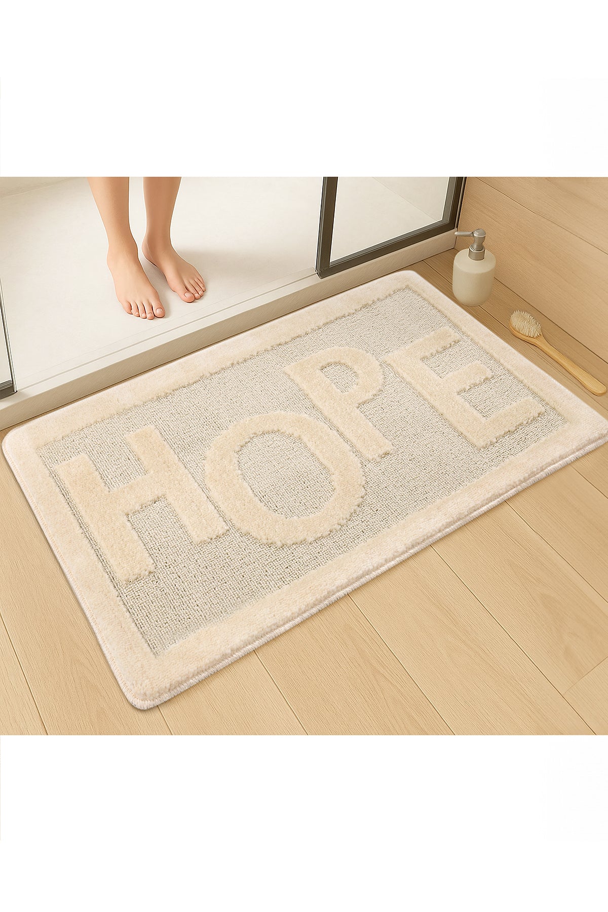 Doğal Kaymaz Taban Banyo Paspas Uzun Ömürlü Yumuşak Dokulu Su Emici Yıkanabilir Hope 60x100