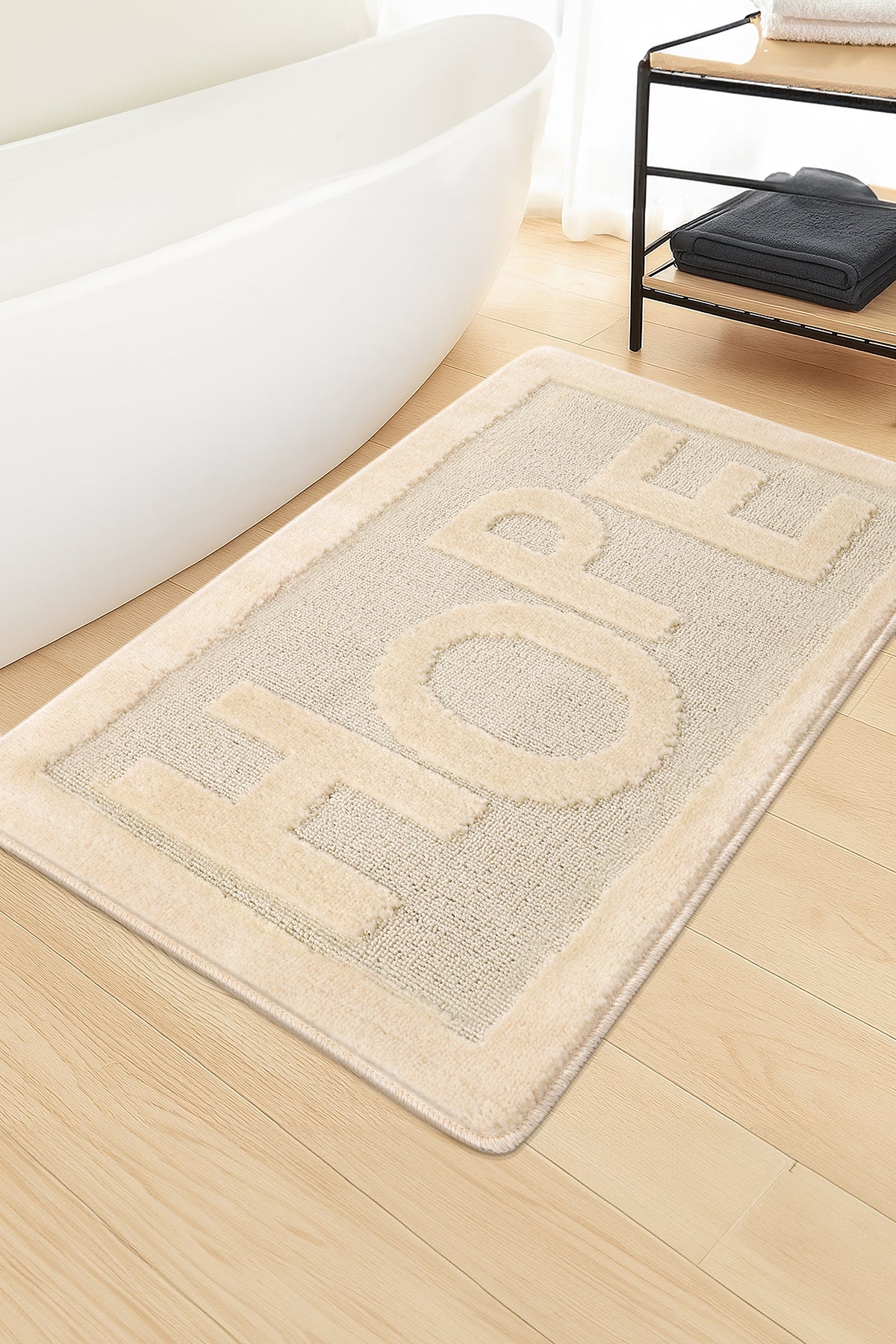 Doğal Kaymaz Taban Banyo Paspas Uzun Ömürlü Yumuşak Dokulu Su Emici Yıkanabilir Hope 60x100