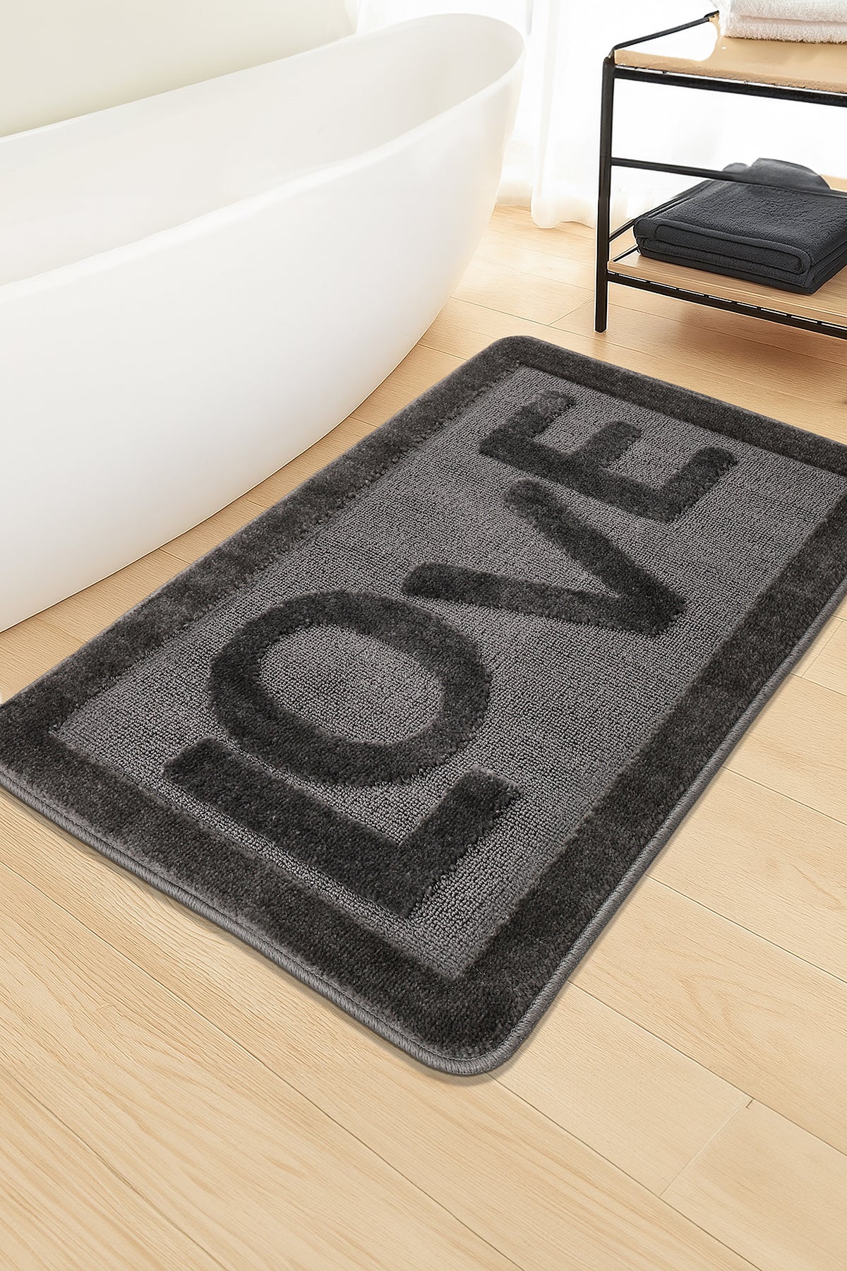 Doğal Kaymaz Taban Banyo Paspas Uzun Ömürlü Yumuşak Dokulu Su Emici Yıkanabilir Love 60x100