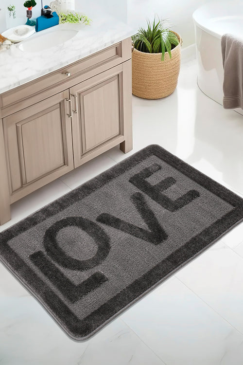 Doğal Kaymaz Taban Banyo Paspas Uzun Ömürlü Yumuşak Dokulu Su Emici Yıkanabilir Love 60x100