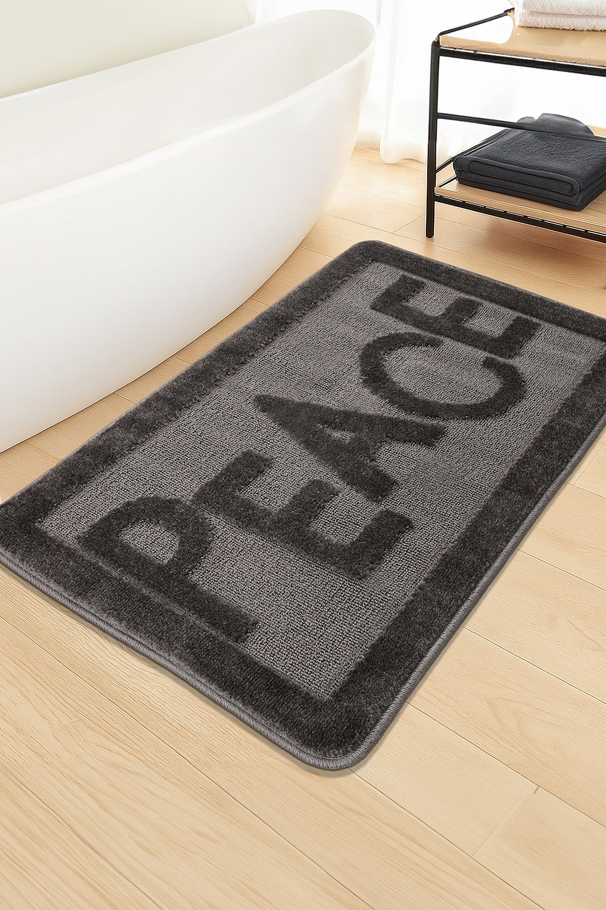 Doğal Kaymaz Taban Banyo Paspas Uzun Ömürlü Yumuşak Dokulu Su Emici Yıkanabilir Peace 60x100