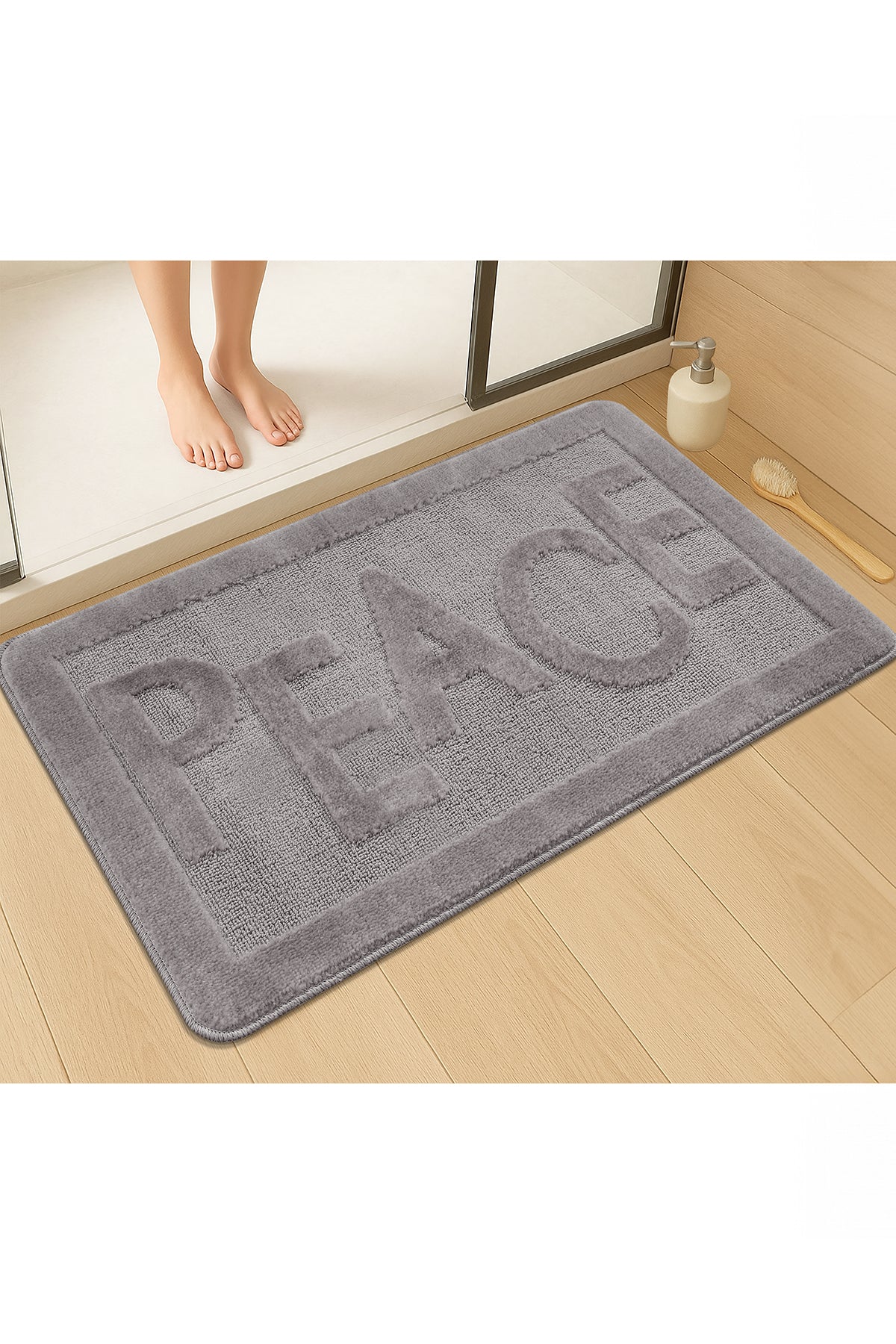 Doğal Kaymaz Taban Banyo Paspas Uzun Ömürlü Yumuşak Dokulu Su Emici Yıkanabilir Peace 60x100