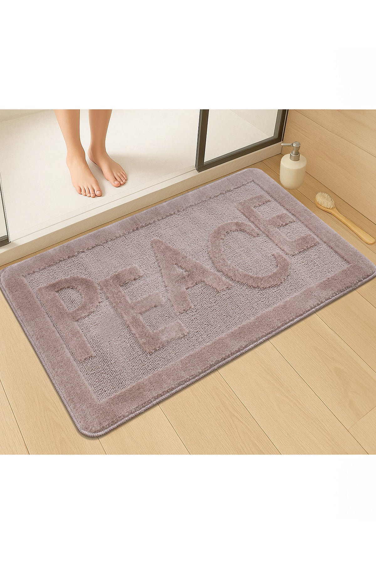 Doğal Kaymaz Taban Banyo Paspas Uzun Ömürlü Yumuşak Dokulu Su Emici Yıkanabilir Peace 60x100