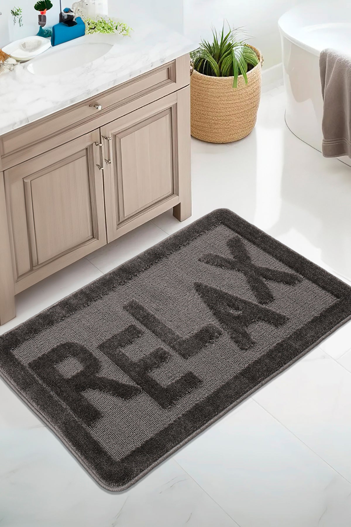 Doğal Kaymaz Taban Banyo Paspas Uzun Ömürlü Yumuşak Dokulu Su Emici Yıkanabilir Relax 60x100