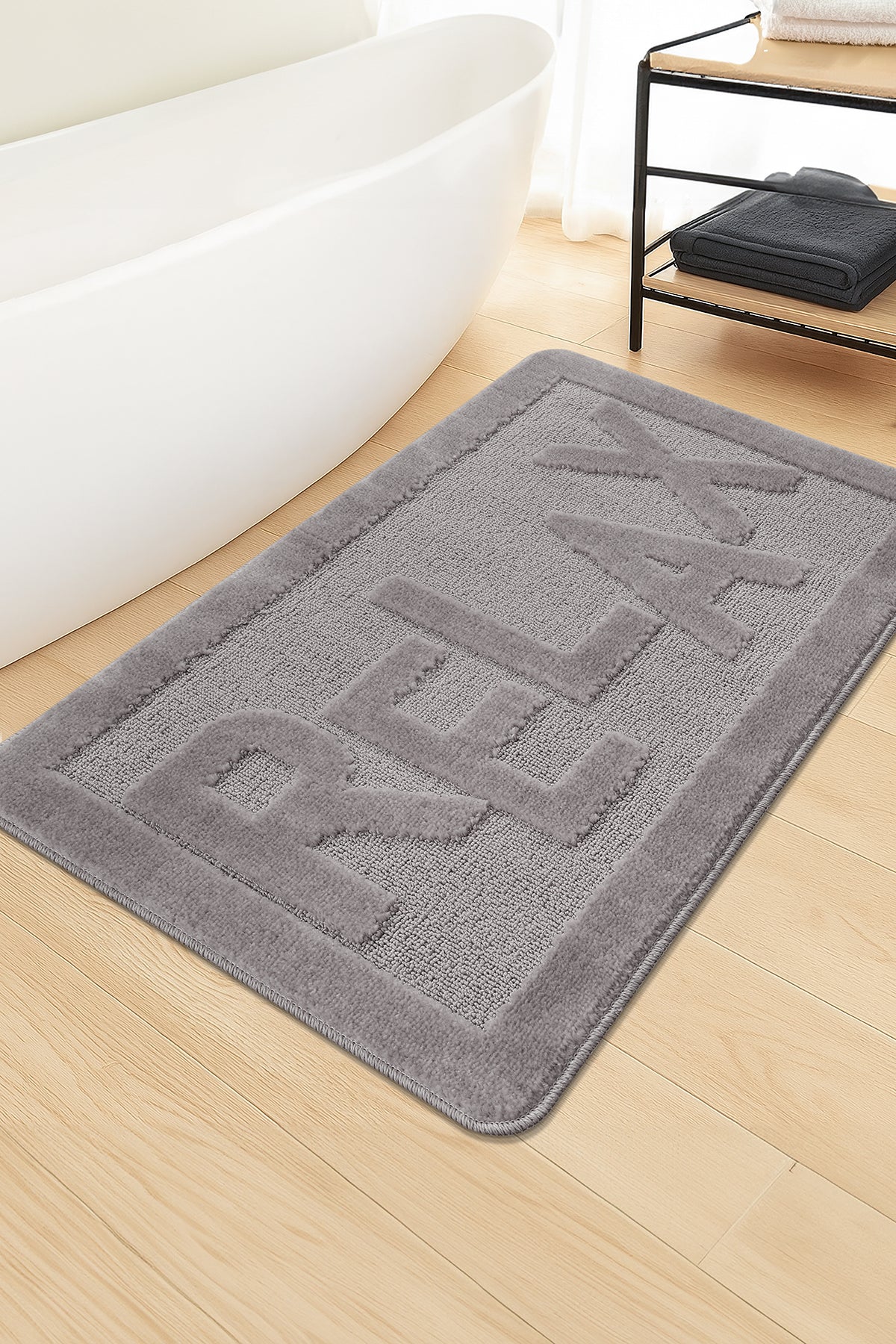 Doğal Kaymaz Taban Banyo Paspas Uzun Ömürlü Yumuşak Dokulu Su Emici Yıkanabilir Relax 60x100