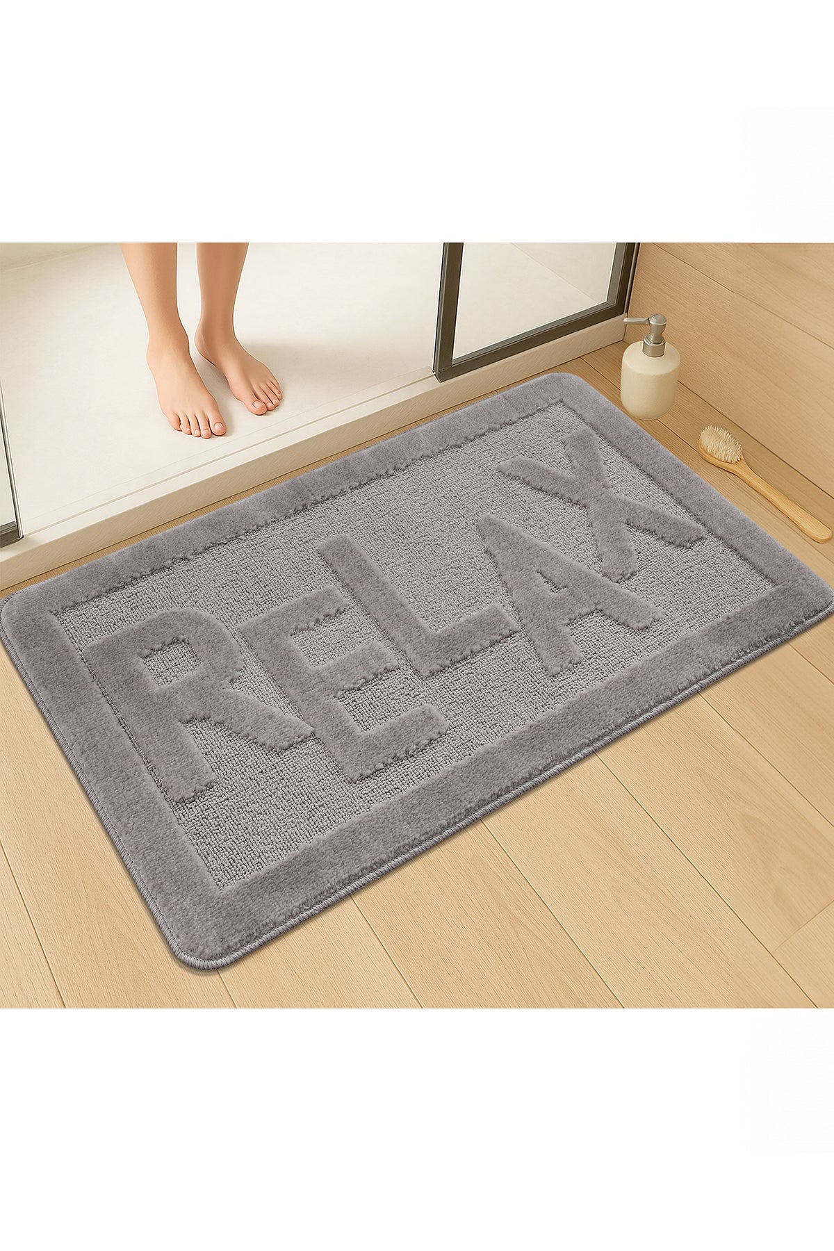 Doğal Kaymaz Taban Banyo Paspas Uzun Ömürlü Yumuşak Dokulu Su Emici Yıkanabilir Relax 60x100