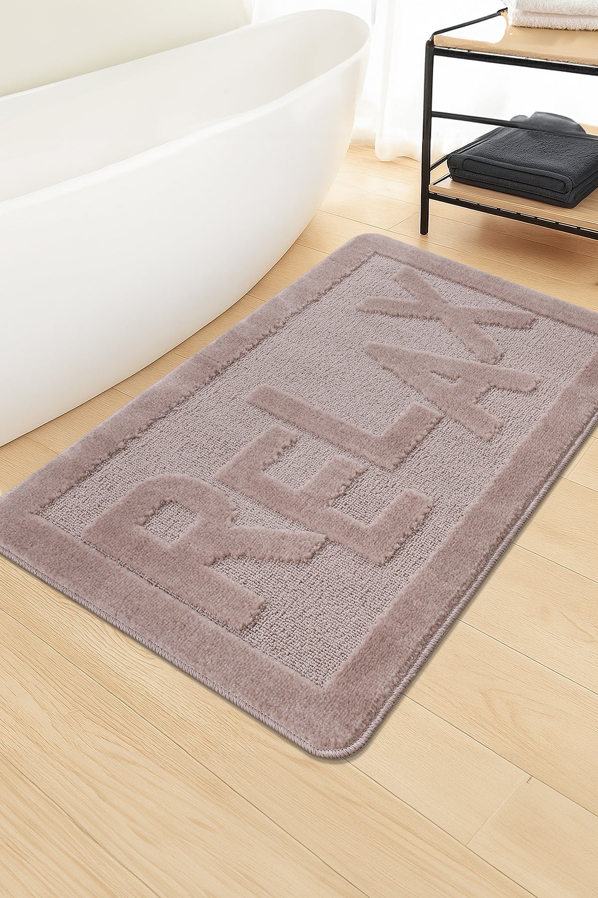 Doğal Kaymaz Taban Banyo Paspas Uzun Ömürlü Yumuşak Dokulu Su Emici Yıkanabilir Relax 60x100