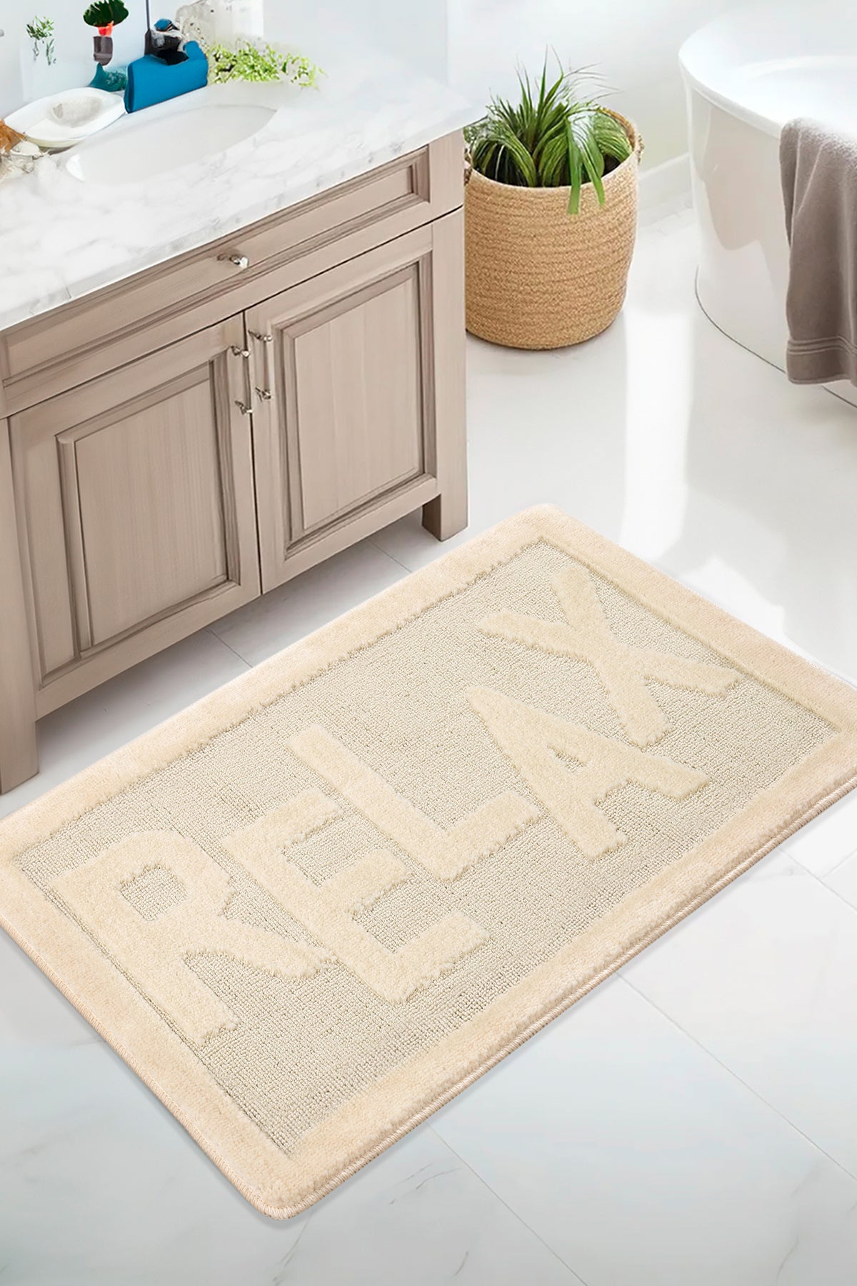 Doğal Kaymaz Taban Banyo Paspas Uzun Ömürlü Yumuşak Dokulu Su Emici Yıkanabilir Relax 60x100